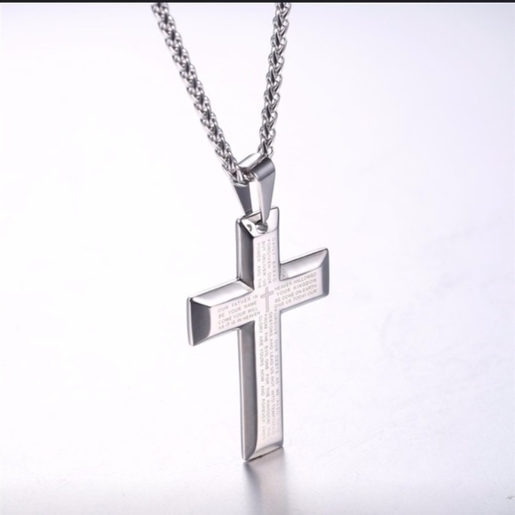 UNISEX BLACK NECKLACE WITH  CROSS PENDANT. - Picture 5 of 8